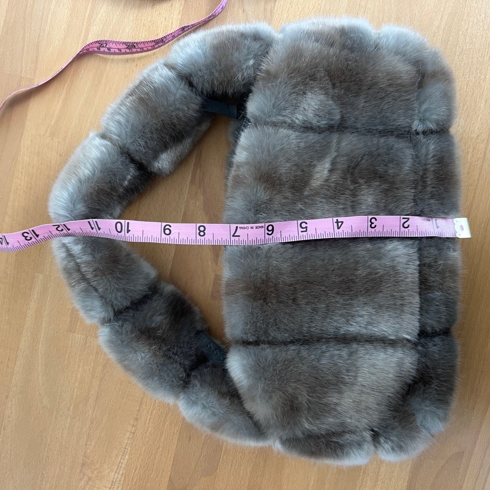 Marei 1998 Gray Vegan Luxury Faux Fur Shoulder Bag 90s Y2k Style - Picture 5 of 10